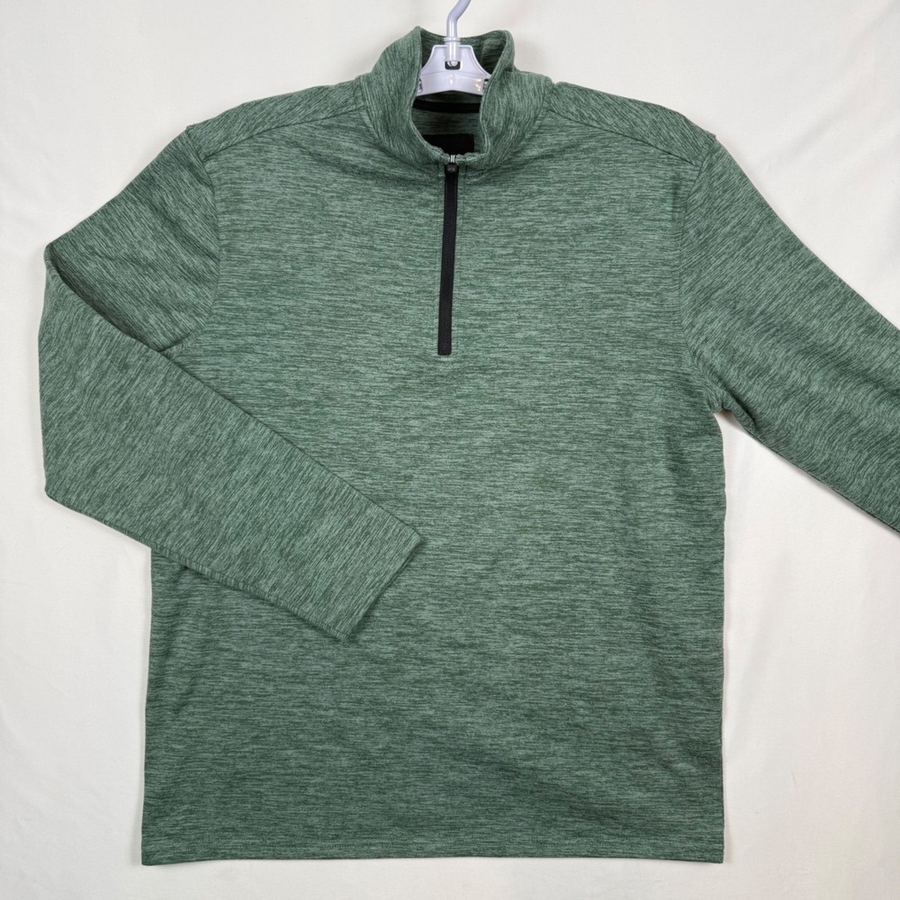 01.ALGO Performance Mens Green Heathered Quarter Zip Pullover Sweatshirt Size M